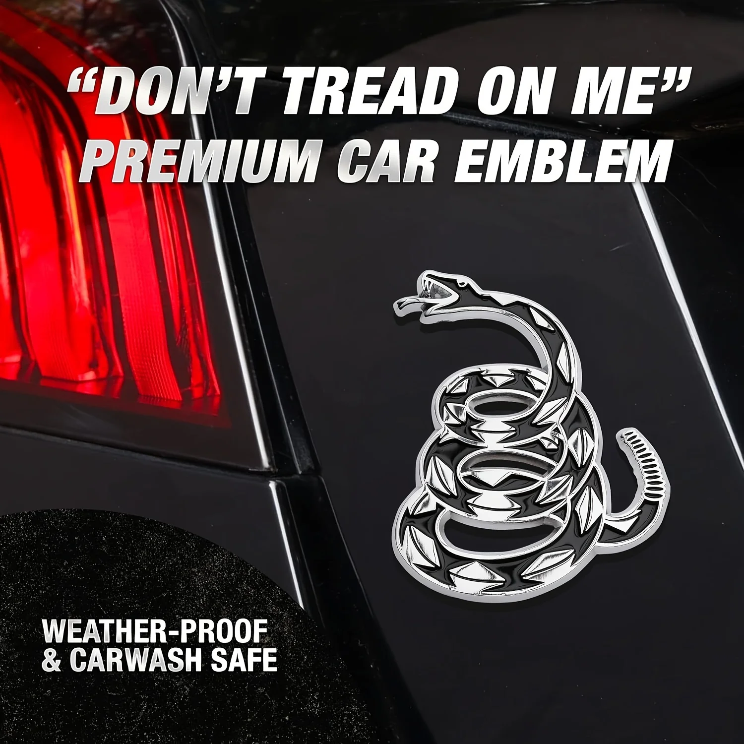3D Snake Decal For Cars, Don't Tread On Me Metal Car Emblem Badges - Gadsden Flag Rattlesnake Auto Emblem
