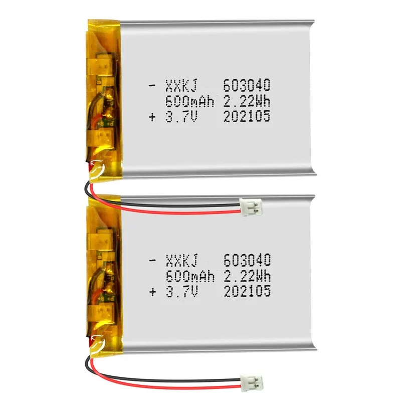 603040 Spot 600mAh 3.7V Polymer Lithium Battery Beauty Instrument Water Replenishment Instrument Rechargeable Battery 1.25MM Plu