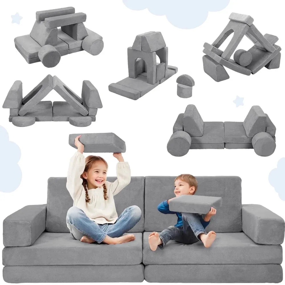 

14pcs Modular Kids Play Couch, Child Sectional Sofa Toddler Couch Kids Sofa for Bedroom Playroom Furniture