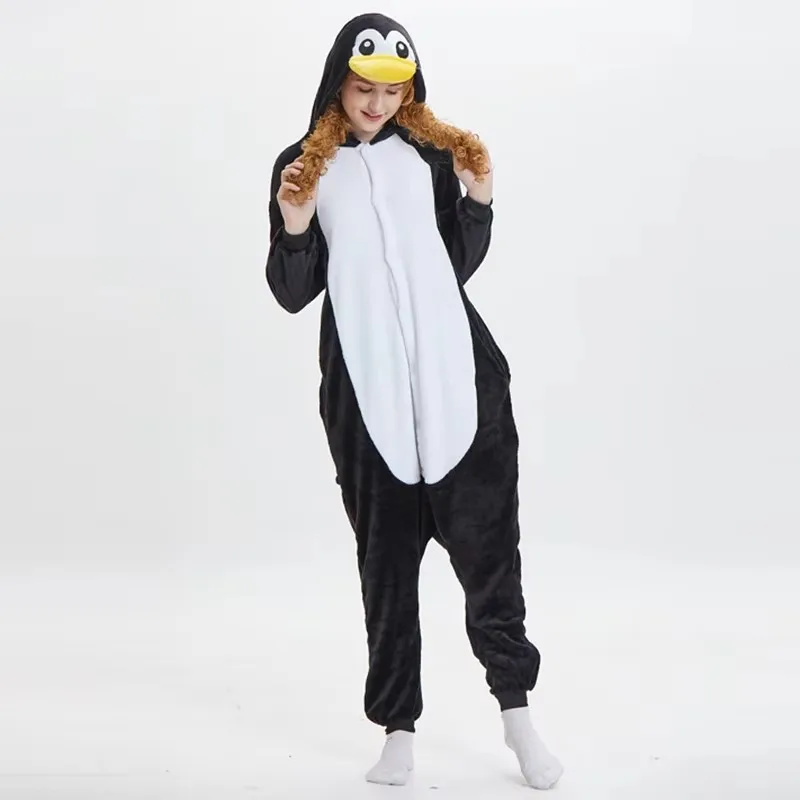 Animal Kigurumi Onesie Hooded Jumpsuit Pajamas Set Funny Festival Bodysuit Adult One-piece Clothing Flannel Home Wear for Women