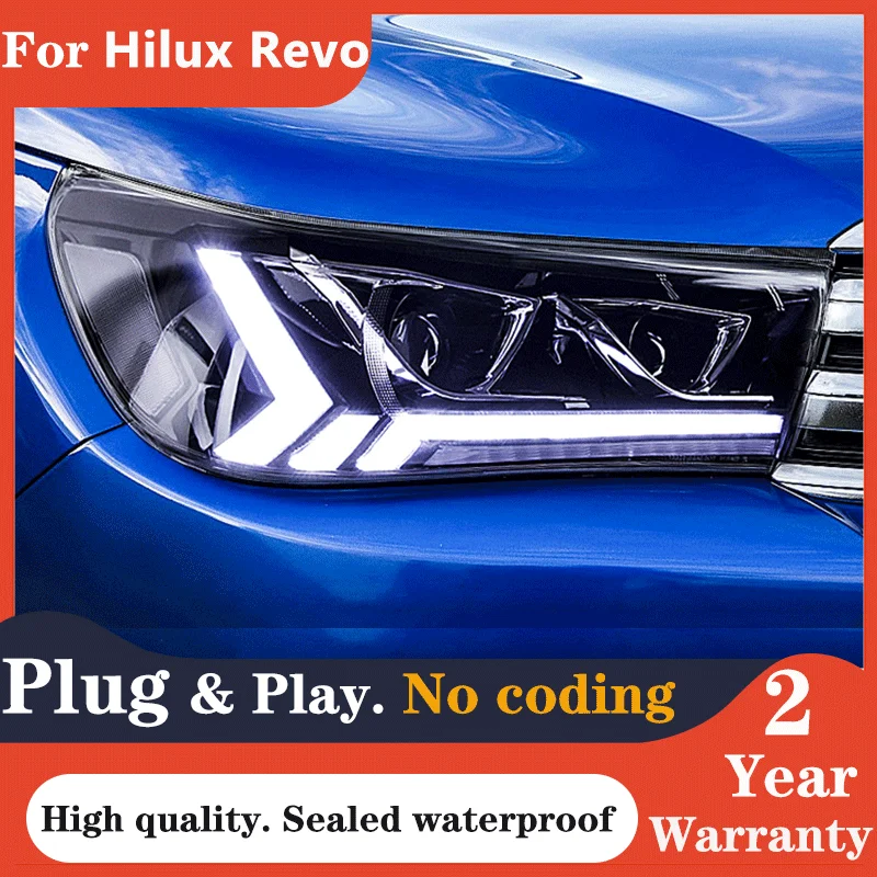 Car Styling for Toyota Hilux revo Headlights 2015-2020 Revo Rocco LED Headlight DRL Hid Head Lamp Angel Eye Bi Xenon Accessories