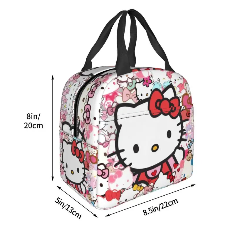 Custom Hello Kitty Lunch Bag Warm Cooler Insulated Lunch Container Box per studenti School Work Picnic Food Tote Bags