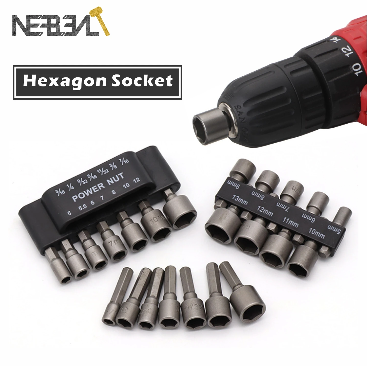 

9/14pcs 5-13mm Hexagon Nut Driver Drill Bit Hex Socket Sleeve Nozzles Adapter for Electric Screwdriver Handle Tools