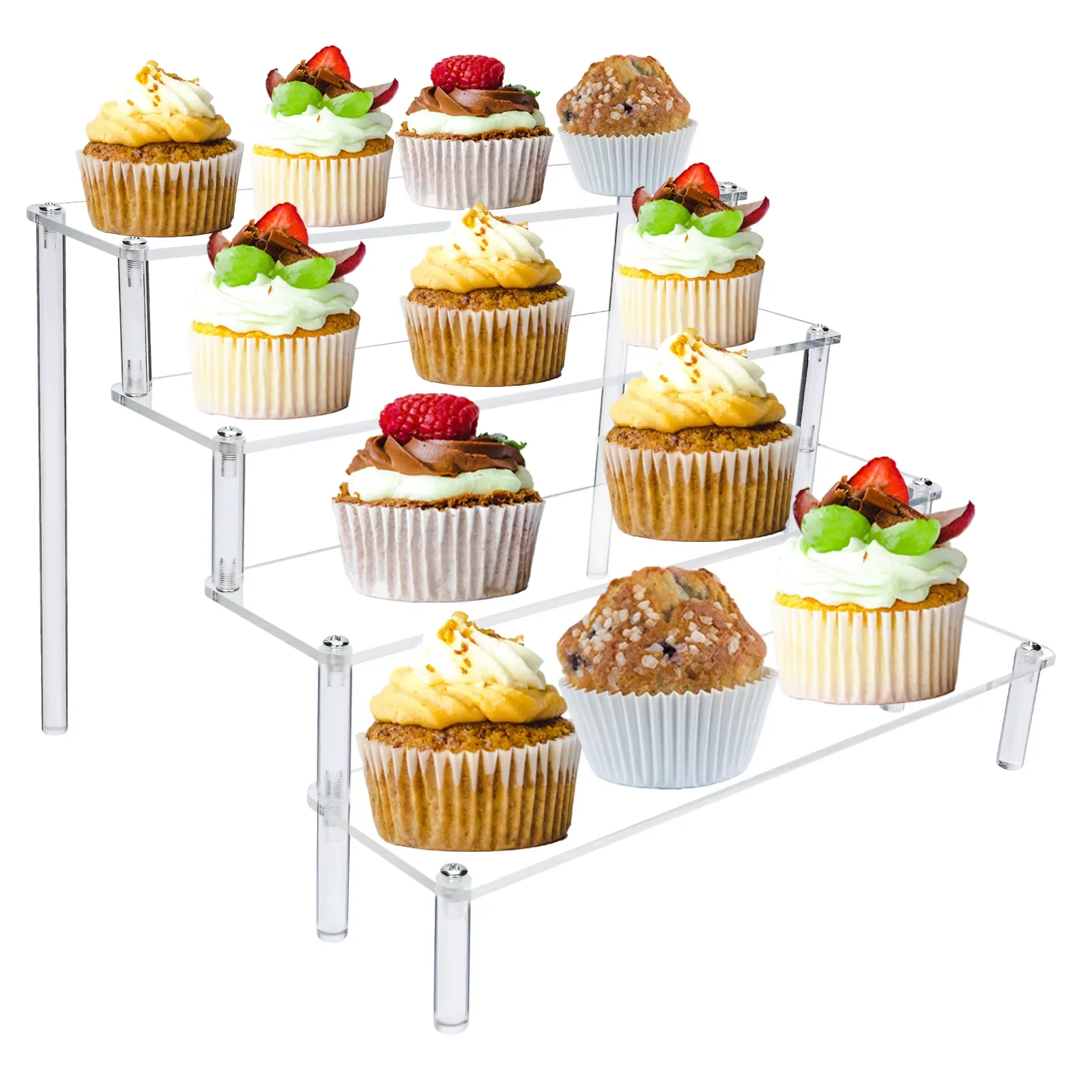 1-5-stufiger Acryl-Präsentationsständer, transparenter Display-Ständer für Cupcakes, Parfüm, Puppen, Deko-Organizer, Amiibo, Funko POP Figuren – Detail 8