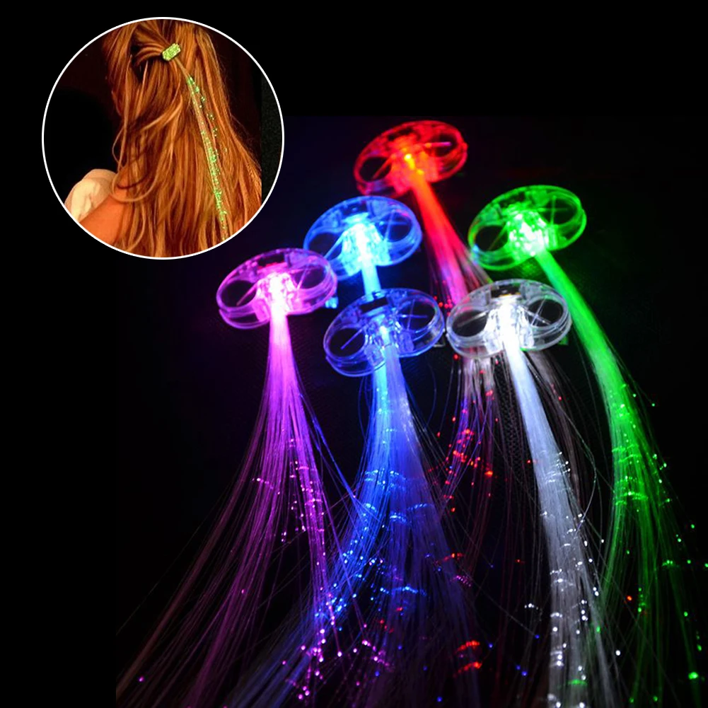 LED Glowing Flash Wigs Hair Braided Clip Hairpin Luminous Dance Hairpin Clip Halloween Party Bar Christmas Decoration