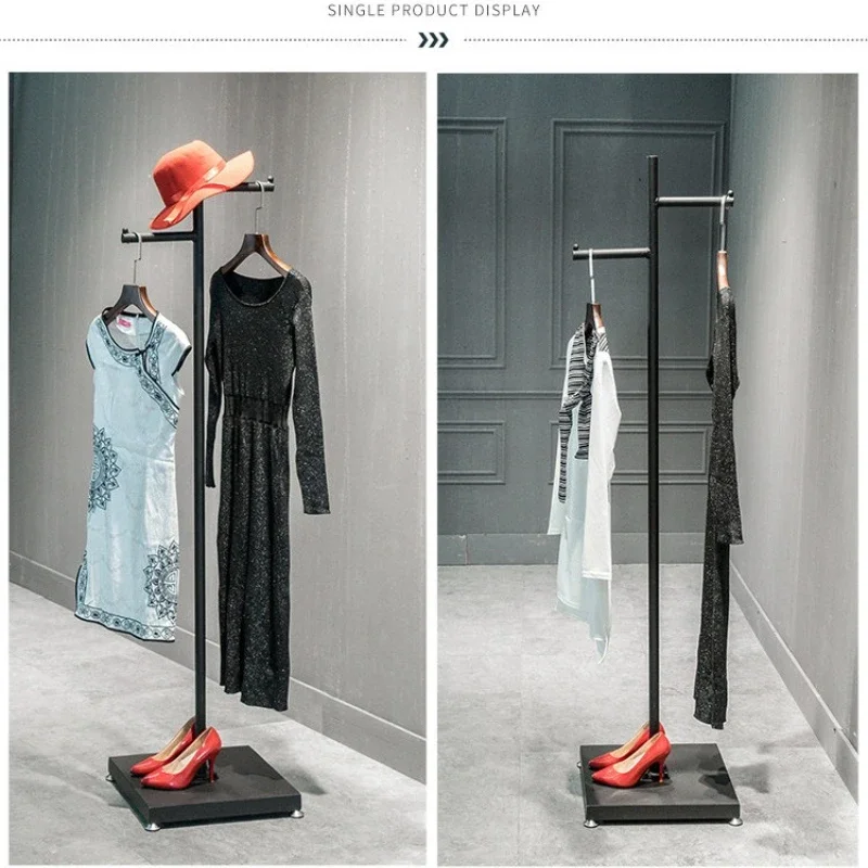 

Factory New Wrought Iron Clothing Store Window Clothes And Hats Display Rack Single Rod Clothes Rack Positive Hanger Storage