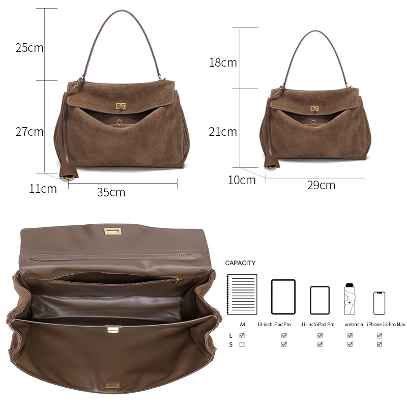 السيدات الجلد المدبوغ البقرة حقيبة كتف جلدية حقيقية الإناث الفاخرة مصمم حقائب اليد المحمولة المرأة العمل تخفيف حقائب جلد البقر الرجعية