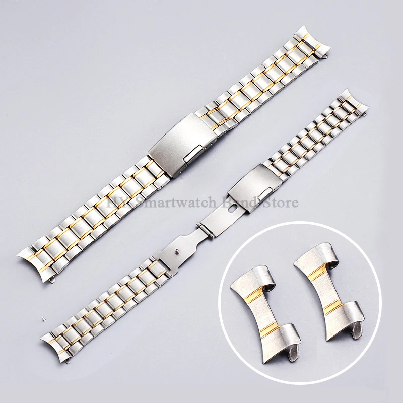 Curved End Stainless Steel Watch Band 20/22mm for Seiko for Rolex Universal WristBand Metal Bracelet Men Women Watch Accessories