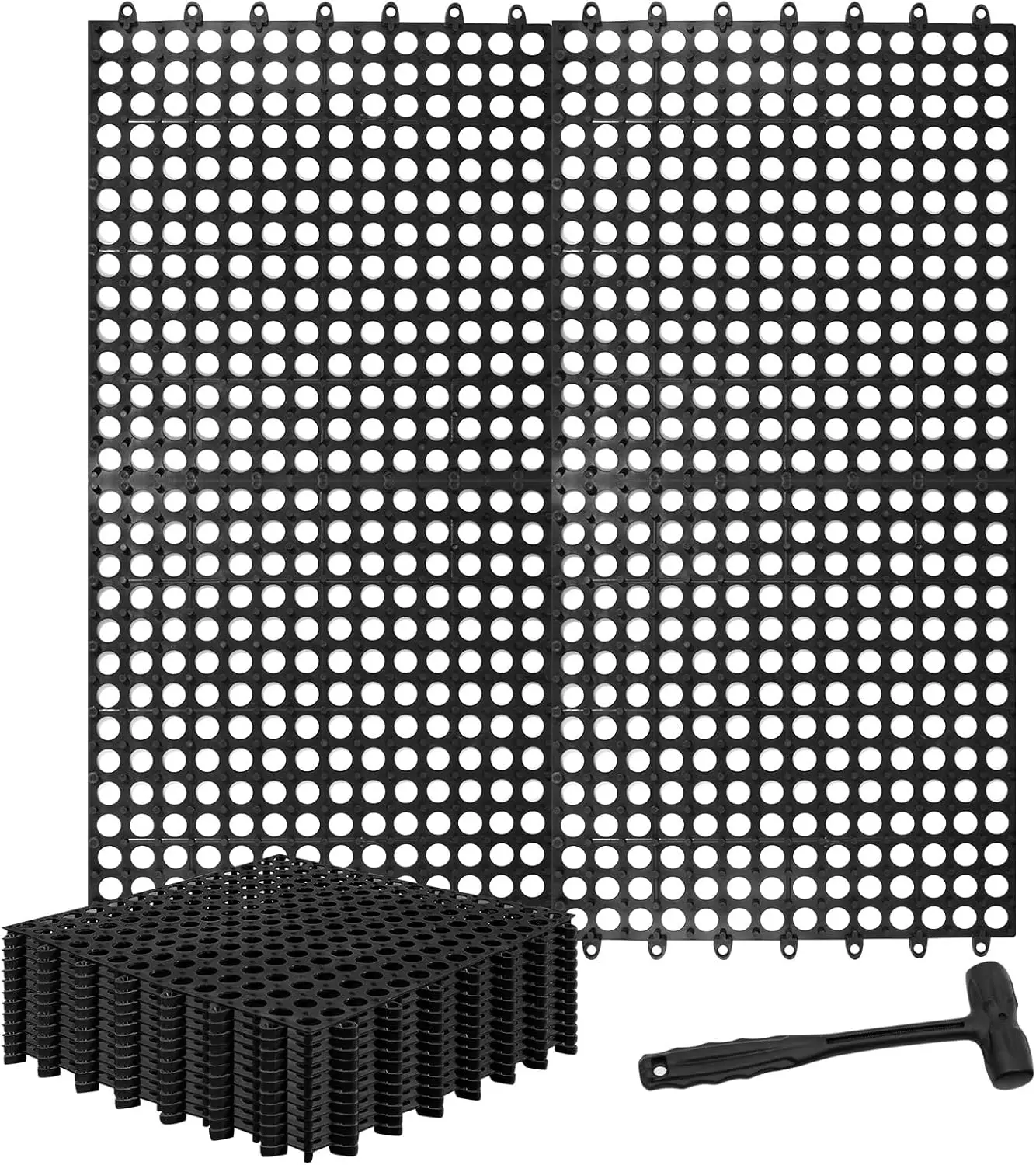 

Interlocking Floor Tiles 12x12 Inch, 12 Pack Soft PVC Non-Slip Drainage Tiles with Holes for Bathroom