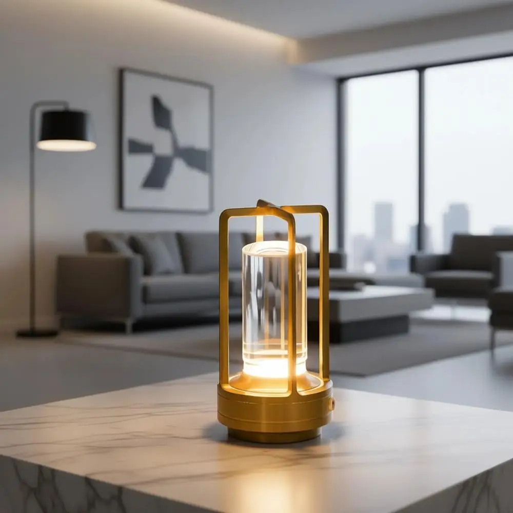 

Adjustable 3-Color Crystal Table Lamp with Step Dimming for Home, Outdoor, Dining, and Bars