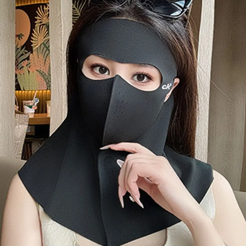 New Ice Silk Sun Protection Mask Full Face UPF50+ Anti-UV Neck Scarf Breathable Neck Protection Sunshade Face Mask Outdoor