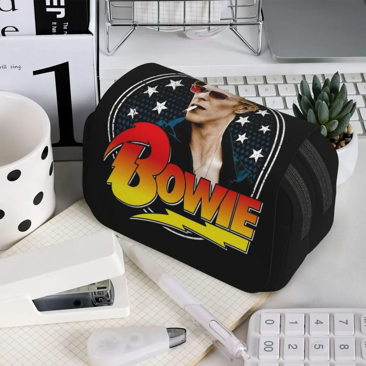 

Пенал Davids Bowied для мальчиков и девочек, школьный пенал, сумка для канцелярских принадлежностей, сумка-держатель для ручек