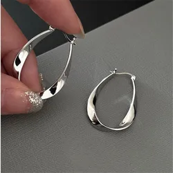 925 Silver Needle Piercing Big Circle Hoop Earring For Women Girls Lovely Party Wedding Gifts Jewelry eh006