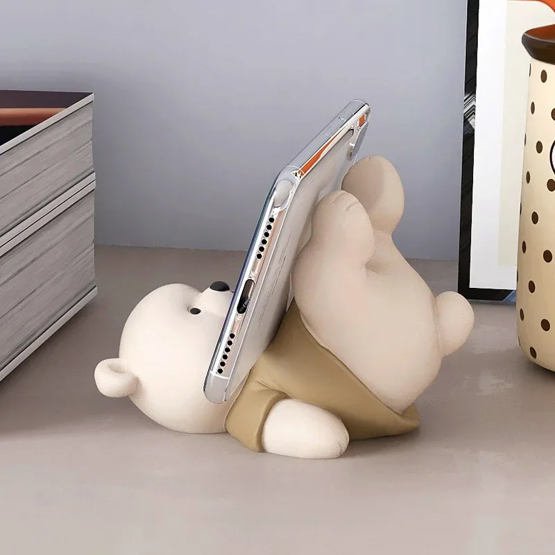 

Mobile Phone Holders Cute Lying Bear Designed Cellphone Stands Desktop Ornaments Modern Creative Animal Figures Best Gift Crafts