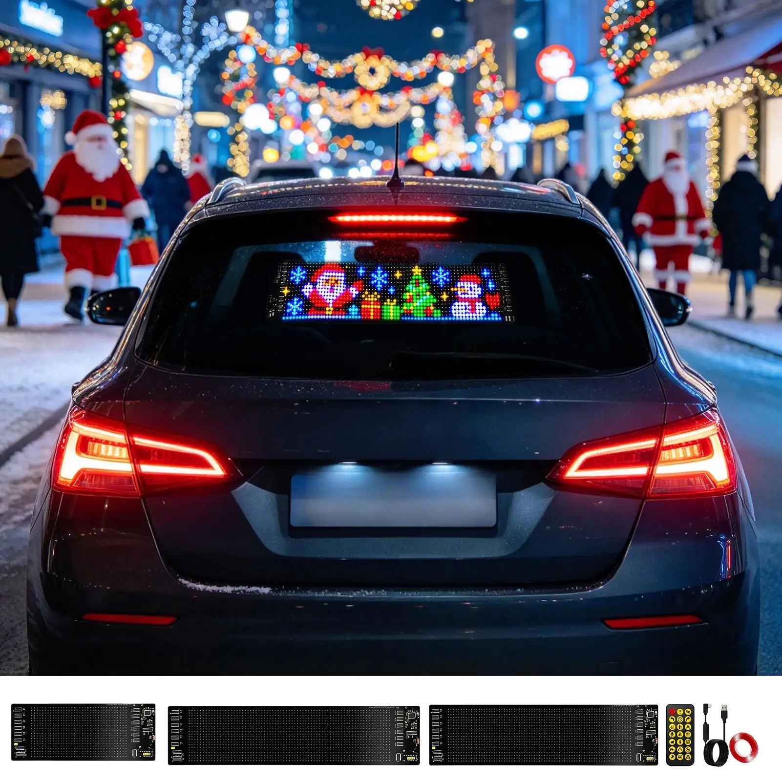Car Pixel Christmas Lights Flexible App Controlled Vehicles Lamp DIY Animation LED Matrix Panel for Vehicles Holiday Decoration