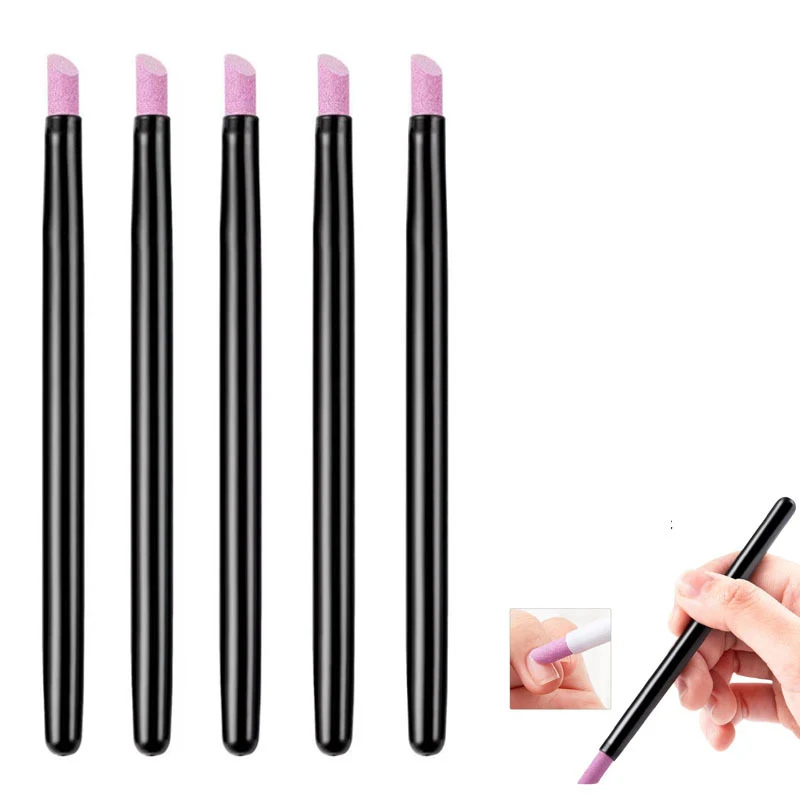 Set de 1/5 piezas de lima de cuarzo para uñas, tijeras para cutículas, removedor de piel muerta, esmalte UV, palitos y accesorios 2