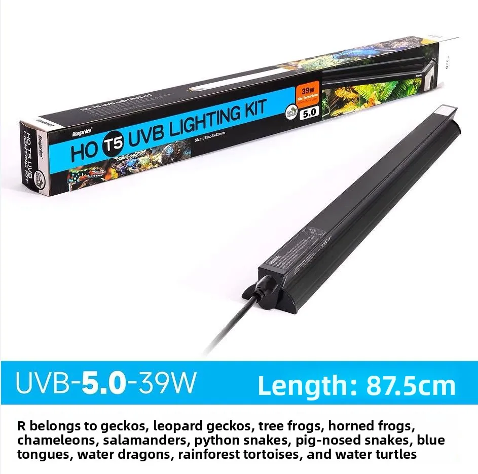 

T5 Lamp for Crawling Pets, Lizard, Tortoise, Snake, Reptile, UVB10.0, Turtle Tube and Lampshade Set with Switch, EU and UK Plug