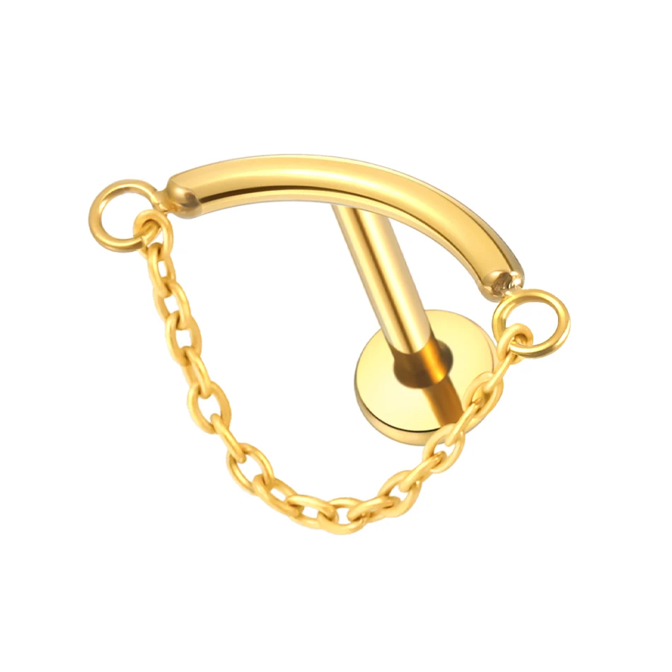 1 PC/5 Stuks Titanium Oorkraakbeen Oorbellen Interne Schroefdraad Piercings Verborgen Helix Stud CZ Drape Chain Flat Terug sieraden 16G
