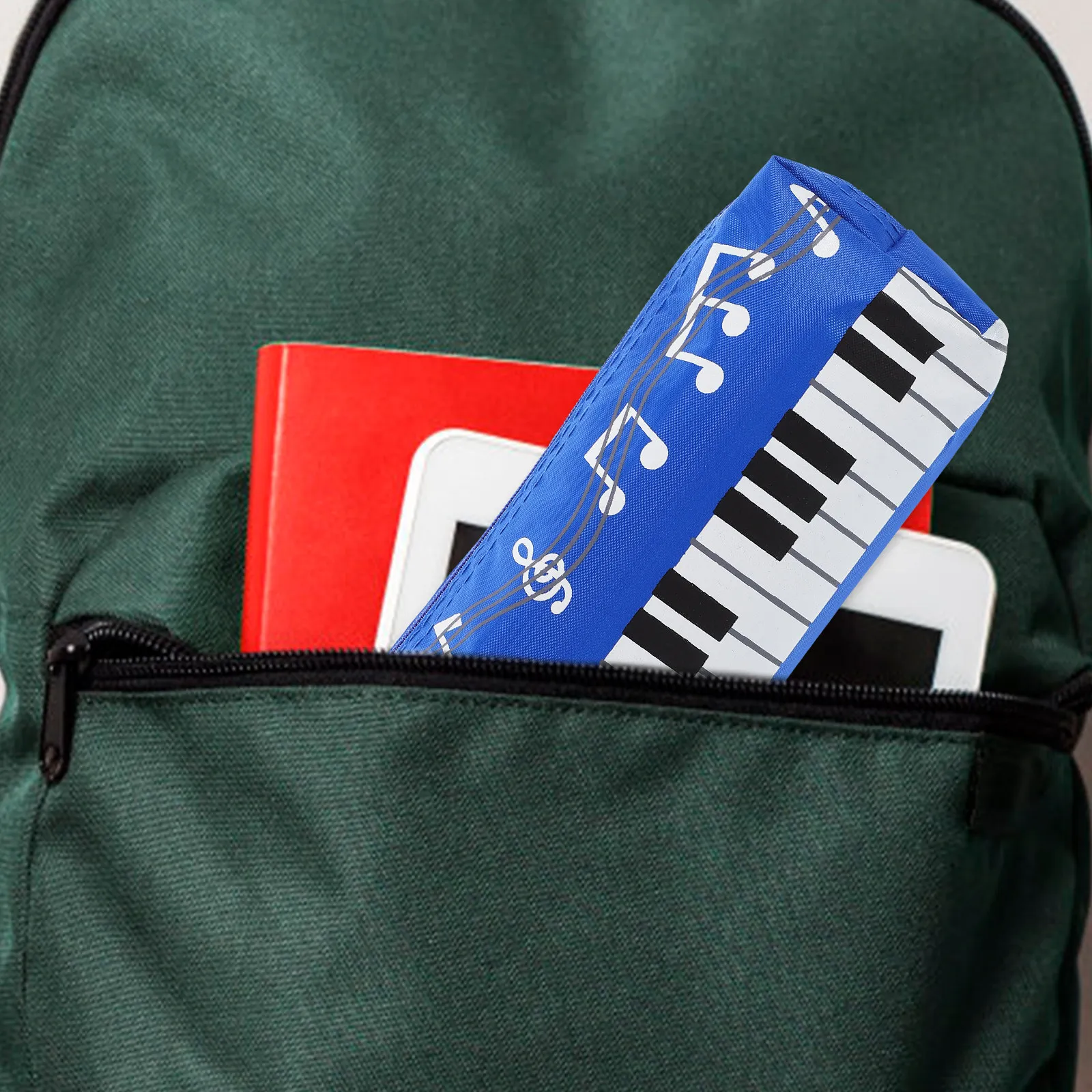Stylish Piano Keyboard Design Canvas Pencil Case for Adults Spacious Organizing Pouch School Office Stationery