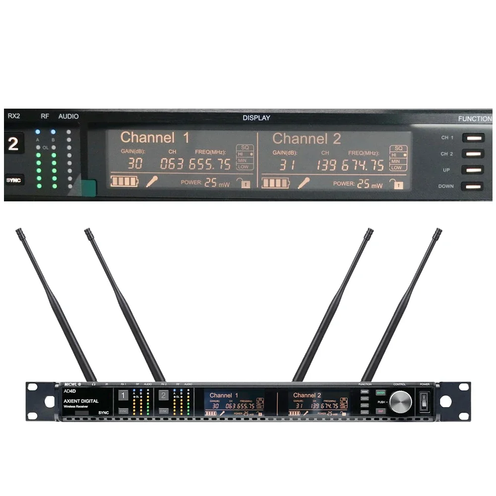 プロフェッショナルWCM16ブラックカーディオイドヘッドセットボーカルAD4DワイヤレスマイクシステムUHFデュアルチャンネルトゥルーダイバーシティ