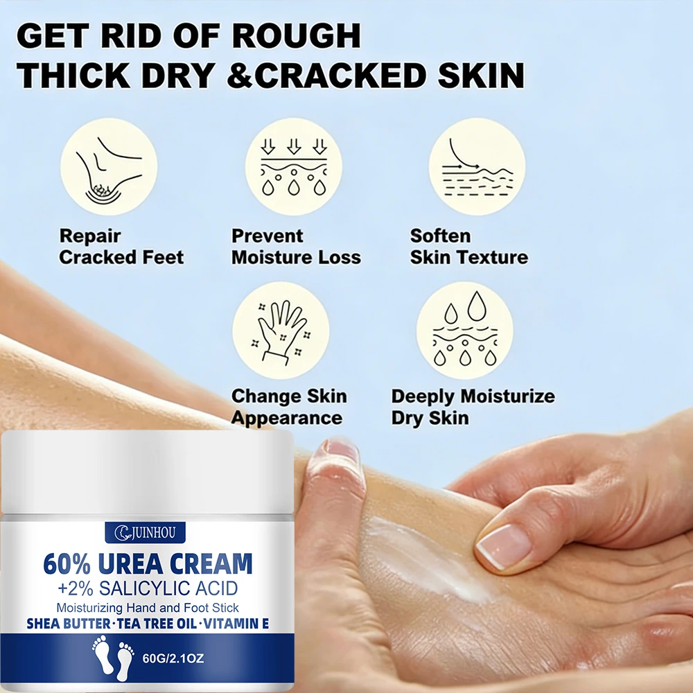 JUINHOU 60% Urea Fußcreme für rissige Fersen, trockene Haut, intensive Feuchtigkeitspflege, Hornhautentferner, glatte Haut, tägliche Fußpflege – Detail 3