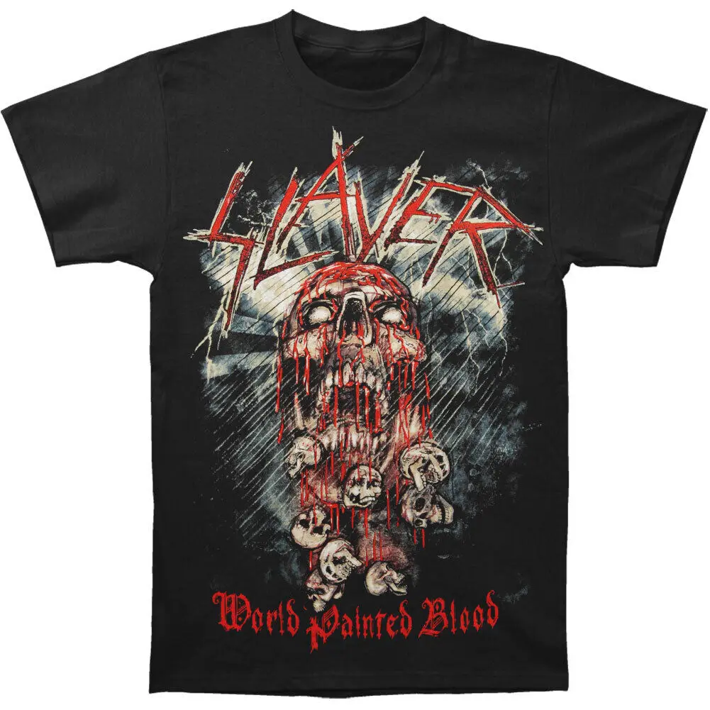 Men's Slayer World Painted Blood Skull T-shirt X-Large Black