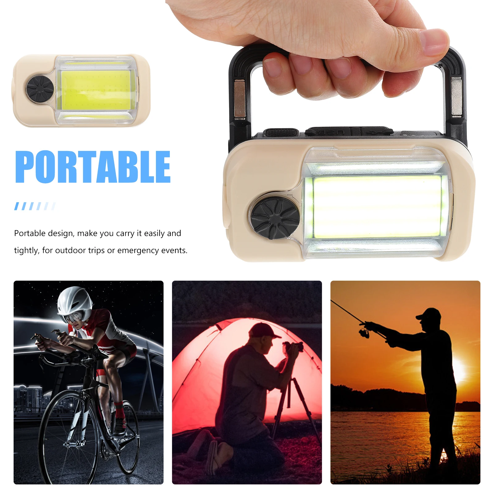 1Set Outdoor Work Light Rechargeable LED Lamp Hand-Held Portable Light for Camping Emergency Repair Activities