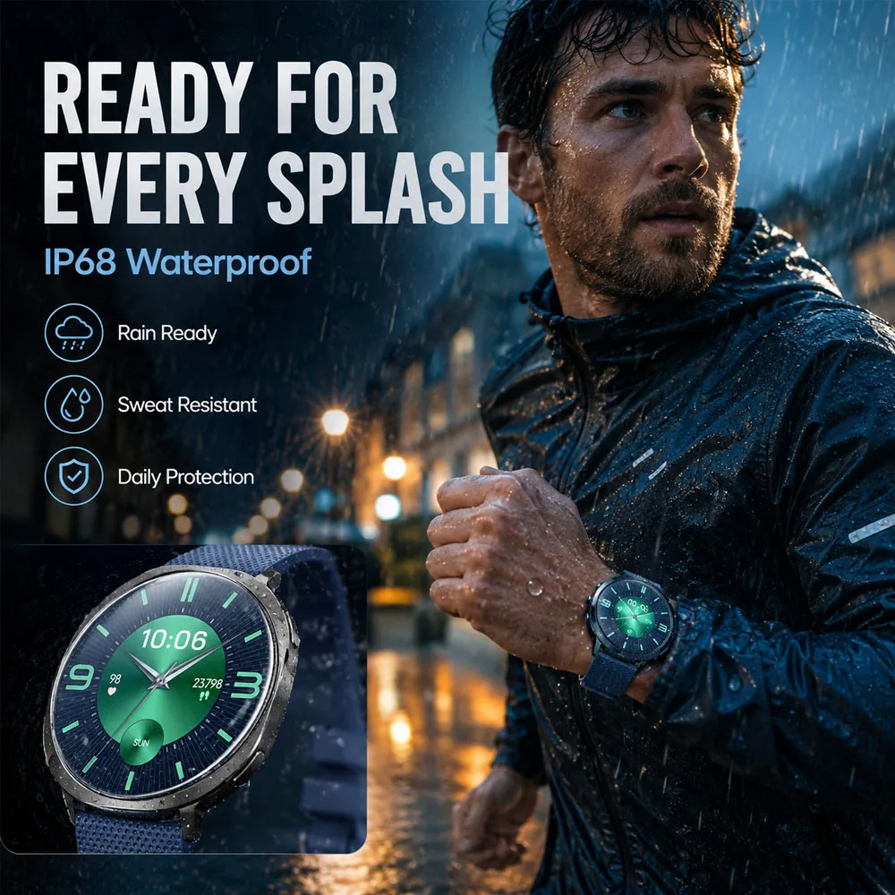 New Smart Watch Tracking Fitness Voice Assistant IP68 Waterproof Flashlight Health Round Curved Screen  Smartwatch Men Women view 4