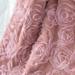 peony rabbit velvet embroidered fabric plush fabric faux plush fur fabric for winter coat vest Fur collar plush fur tissu telas