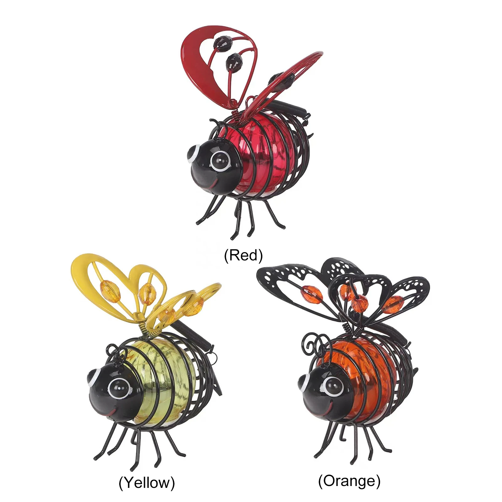 Metal Solar-Powered Hanging Bee Light Whimsical Charm Painted Iron Art Crafts Light Automatic Illumination for Housewarming Gift