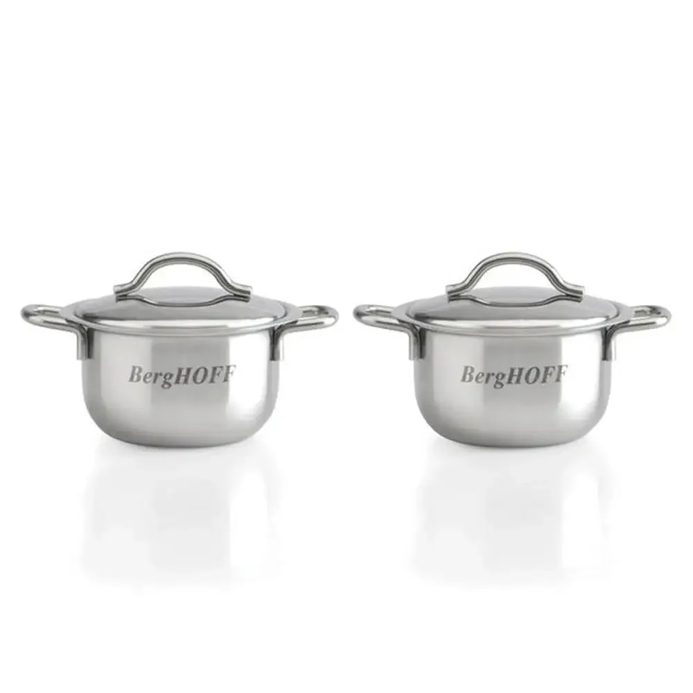 Stainless Steel Mini Pots Set with Lids Dishwasher Safe Induction Oven Compatible Durable Novelty Shape Modern Style 2 Pack