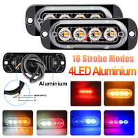 4 Led Strobe Side Warning Light Strobe Grille Flashing Lightbar Car Truck Beacon Lamp Amber Yellow White Traffic Light 12V - 24V