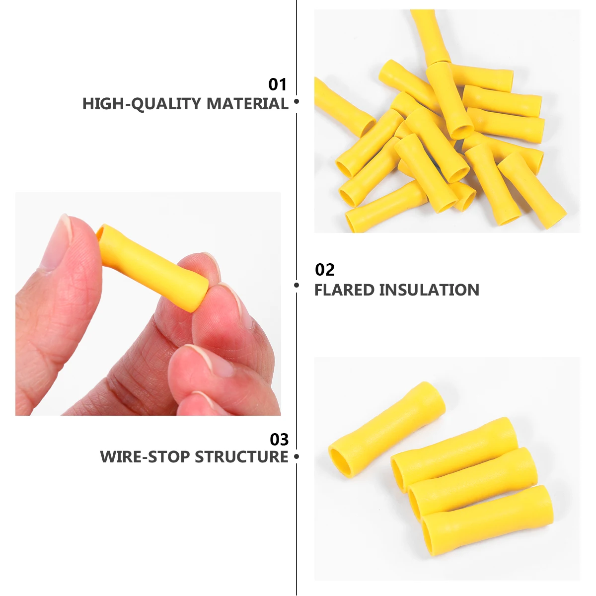 100pcs Crimp Connectors Insulated Butt Terminals Wire Tips Connection Terminal Automotive Wires Copper Conductors PVC