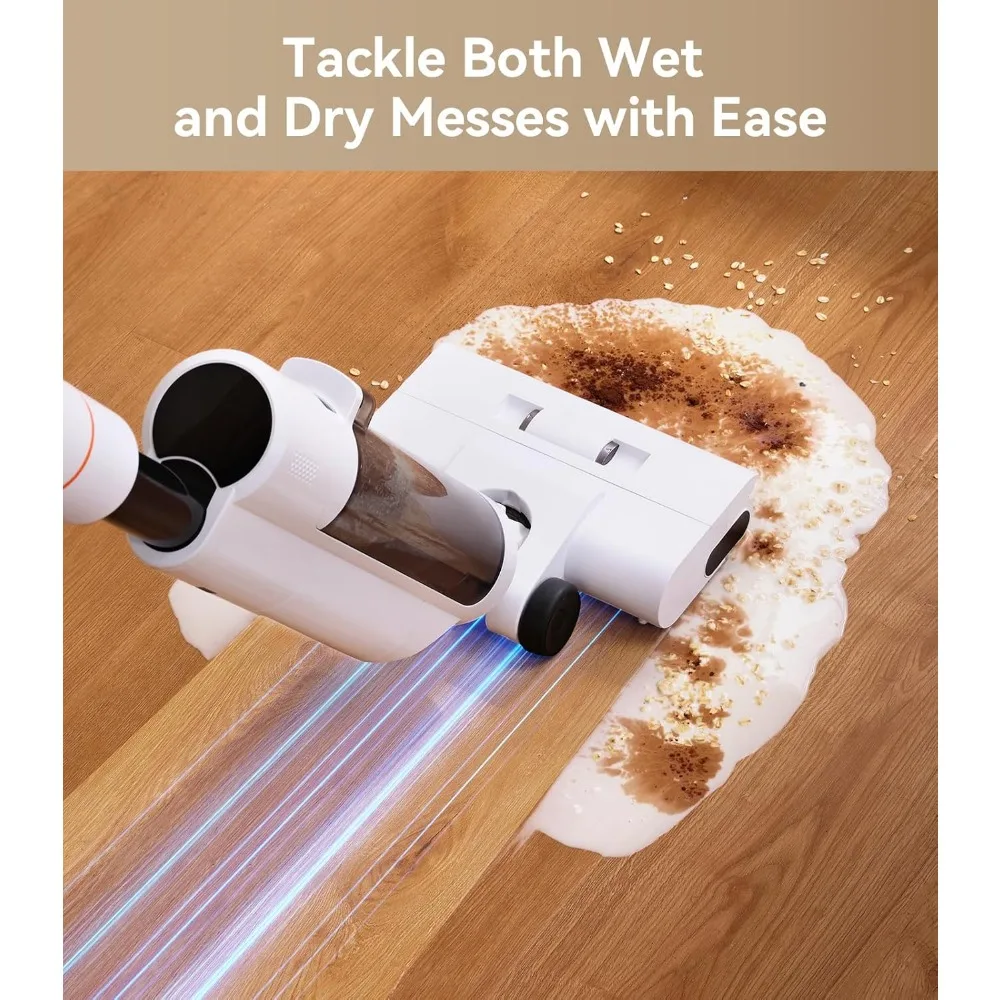 Беспроводной пылесос 4-в-1 для влажной и сухой уборки с мощностью всасывания 17000 Па, функциями самоочистки и автоматической сушки