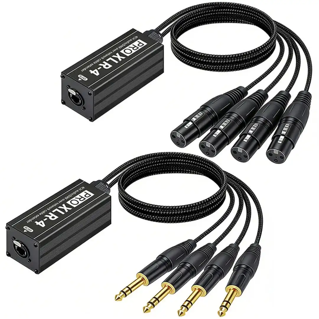4CH XLR RJ45 Network Extender PRO XLR-4 Audio DMX Transmission