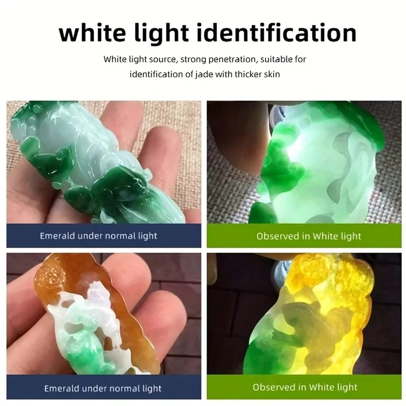 A88E-4-en-1 linterna LED LCD blanco amarillo UV 365Nm/395Nm carga USB joyería piedra de Jade marcador de manchas de mascotas mineral dinero
