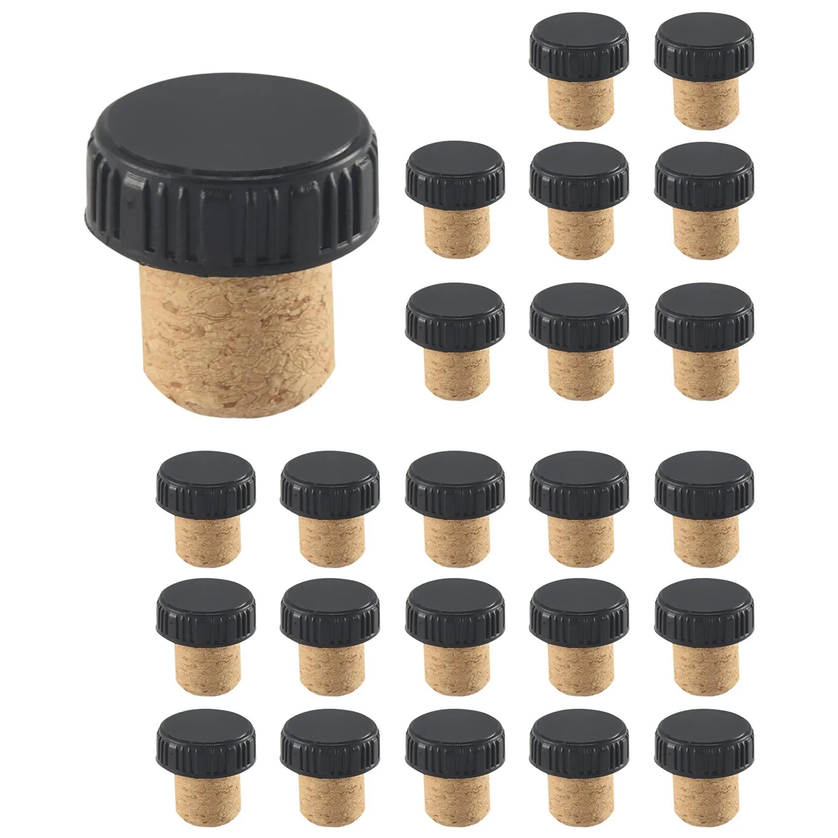 Tapones de corcho en forma de T para degustación, tapón de botella de vino de madera superior, 24 piezas