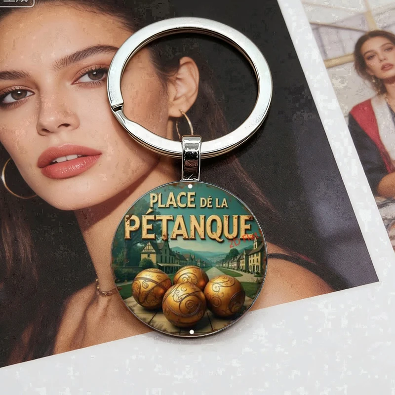 New product leisure hobby city style and golden ball design pattern zinc alloy keychain manufacturer direct sales