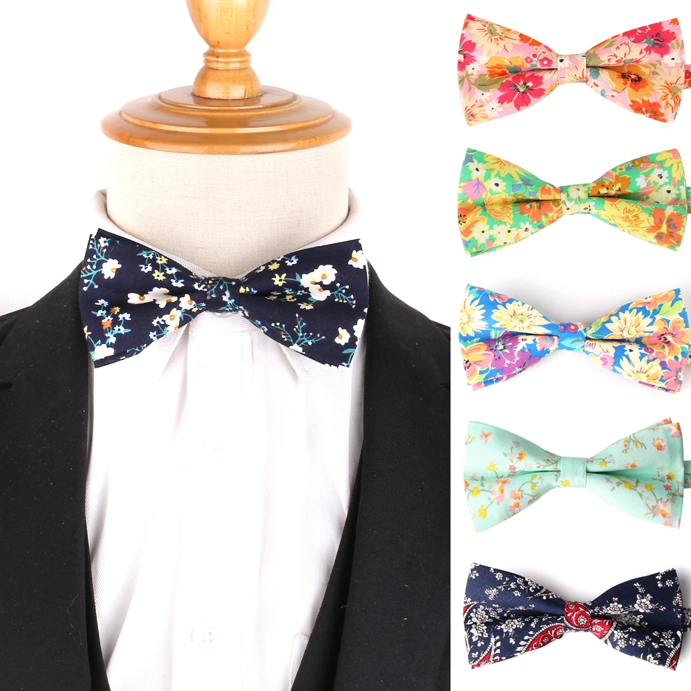 

Cotton Pre-tied Bow tie Wedding Floral Bow tie For Men Women Adult Print Bow Ties Cravats Groomsmen Bow tie Gifts Groom Bowtie