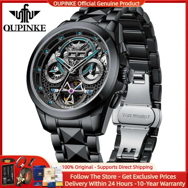 

OUPINKE 3249 Men Watch Top Brand Luxury Automatic Mechanical Watch Sapphire Mirror Hollow out Watch Men Clock Relogio Masculino