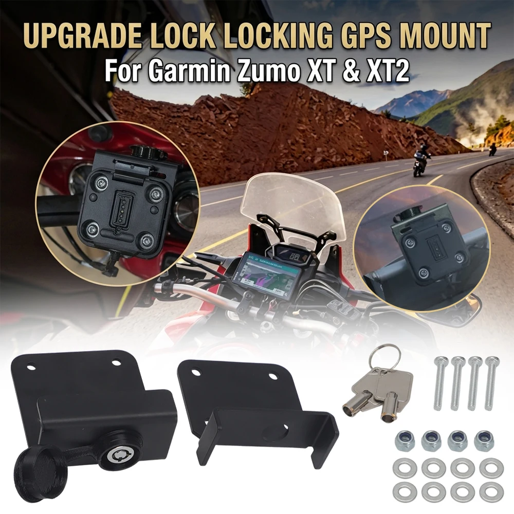 Kit de soporte de montaje con bloqueo antirrobo GPS para Garmin Zumo XT XT2, soporte original para GPS, hardware de bloqueo de seguridad de aluminio