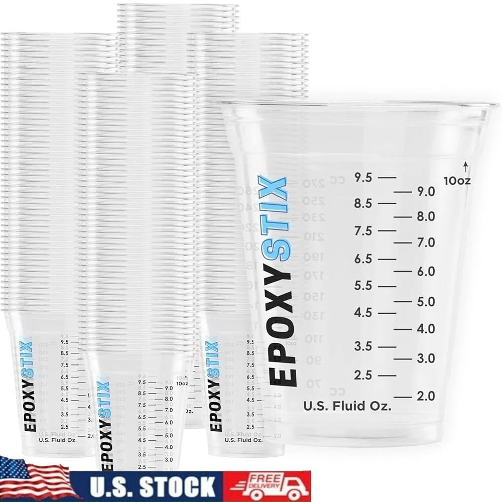 

100 Pack 12oz Graduated Mixing Cups Durable Clear PET Measurement Markings Resin Paint Mixing Craft Supplies