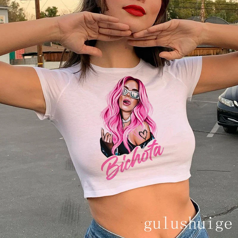 Gothic Clothing Y2k Crop Top Manana Sera Bonito Bichota Karol G T Shirt Women Graphic T Shirts Grunge Tee Cropped