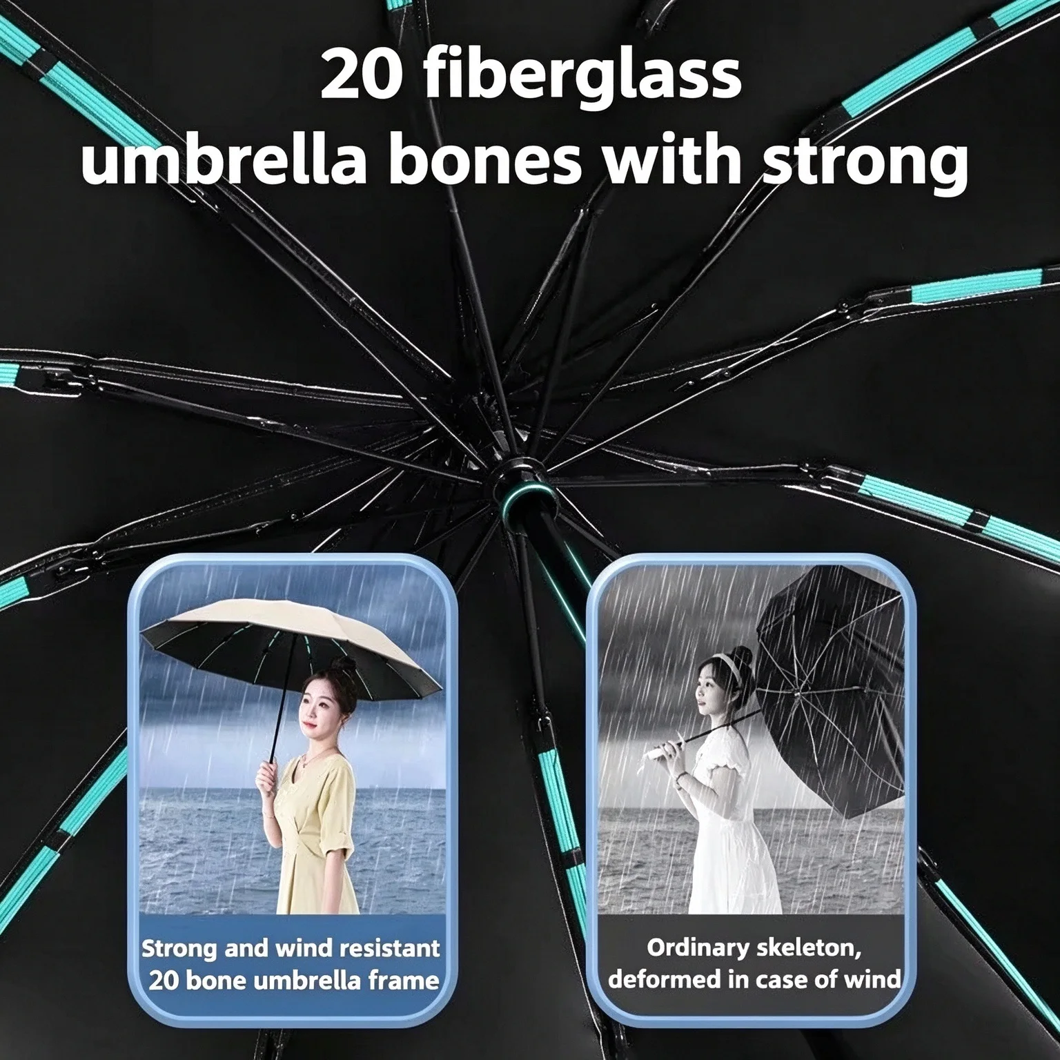 Windproof Reverse Automatic Folding Car Umbrella, 144 Bone Stormproof, UPF50+ UV Protection Sun & Rain Umbrellas for Men Women - view 4