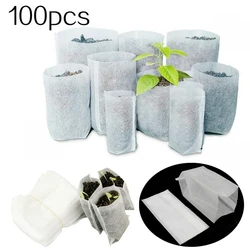 Bolsas de cultivo de plantas de vivero biodegradables, telas no tejidas, macetas de plántulas, bolsas de jardín, flores para el hogar, suministro de jardinería, 100 Uds.