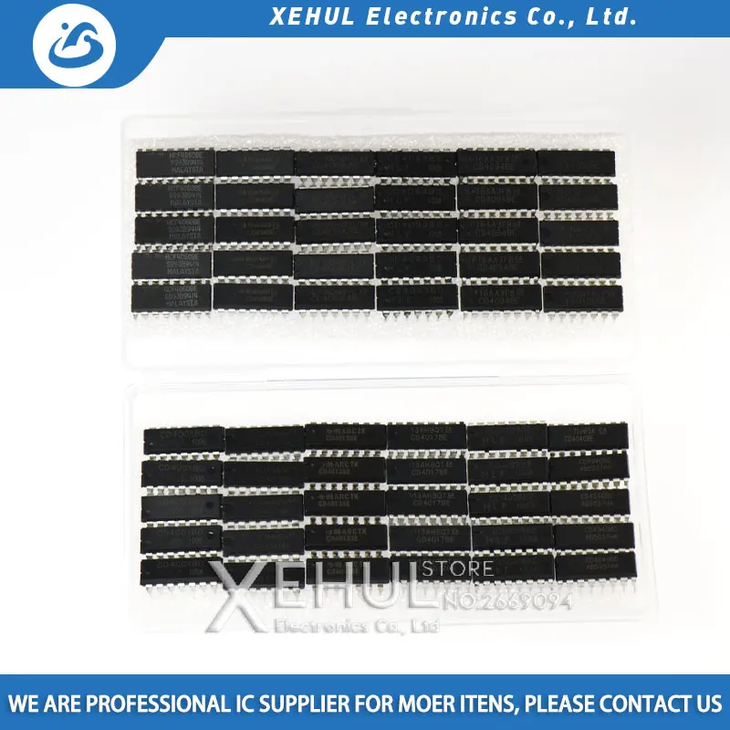 Combinaciones de productos CD40XX DIP 4000 series CMOS logic IC, 5 piezas cada una, un total de 60 piezas, 12 tipos