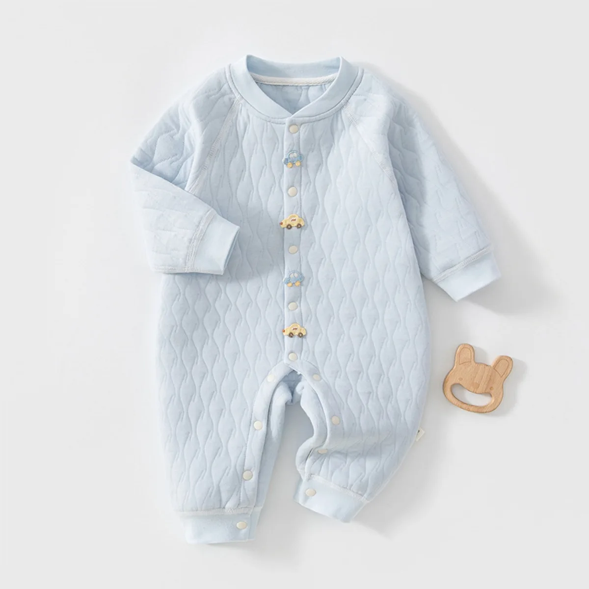 Newborn Baby Rompers Cotton Quilted Onesie Long Sleeve Warm Autumn Winter Clothes Infant Soft Lounge Unisex 0-24M Cute Car Patch