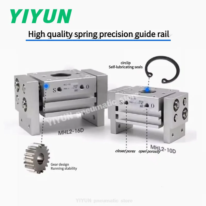 MHL2-10D,16D,20D,25D,32D,40D,10D1,10D2,16D1,16D2,20D1,20D2,25D1,25D2,32D1,32D2,40D1,40D2 YIYUN Wide pneumatic finger cylinder