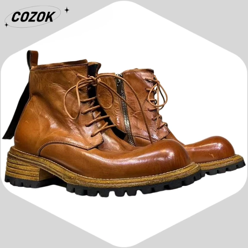 26 Horsehide Style Premium Horse Leather Non-Slip Professional Luxury Winter Essential Non-slip leather boots AD1516-N