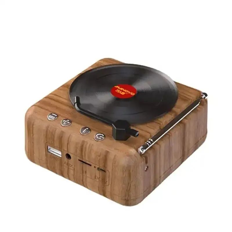 Piccolo Mini altoparlante portatile in legno retrò Radio FM BT con Radio FM HIFI effetto sonoro altoparlante musicale in Standby Ultra lungo